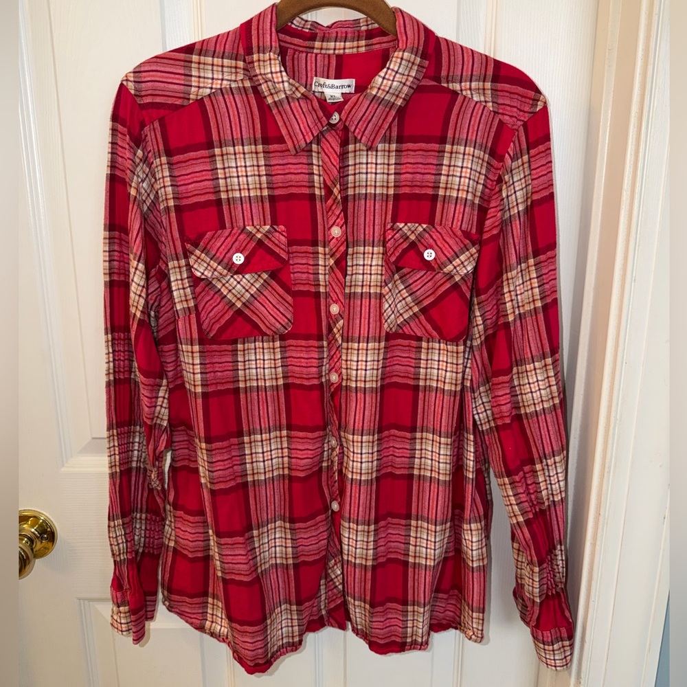 Croft & Barrow Red Plaid Cotton Shirt Sz XL